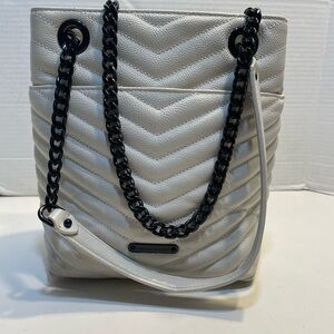 Rebecca Minkoff White Quilted Chain leather Shoulder Bag